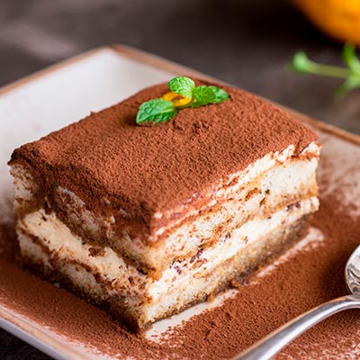 The traditional Italian dessert of Tiramisu